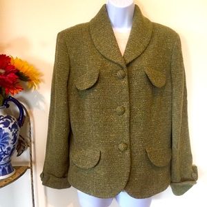 Moss Green Wool Tweed Blazer